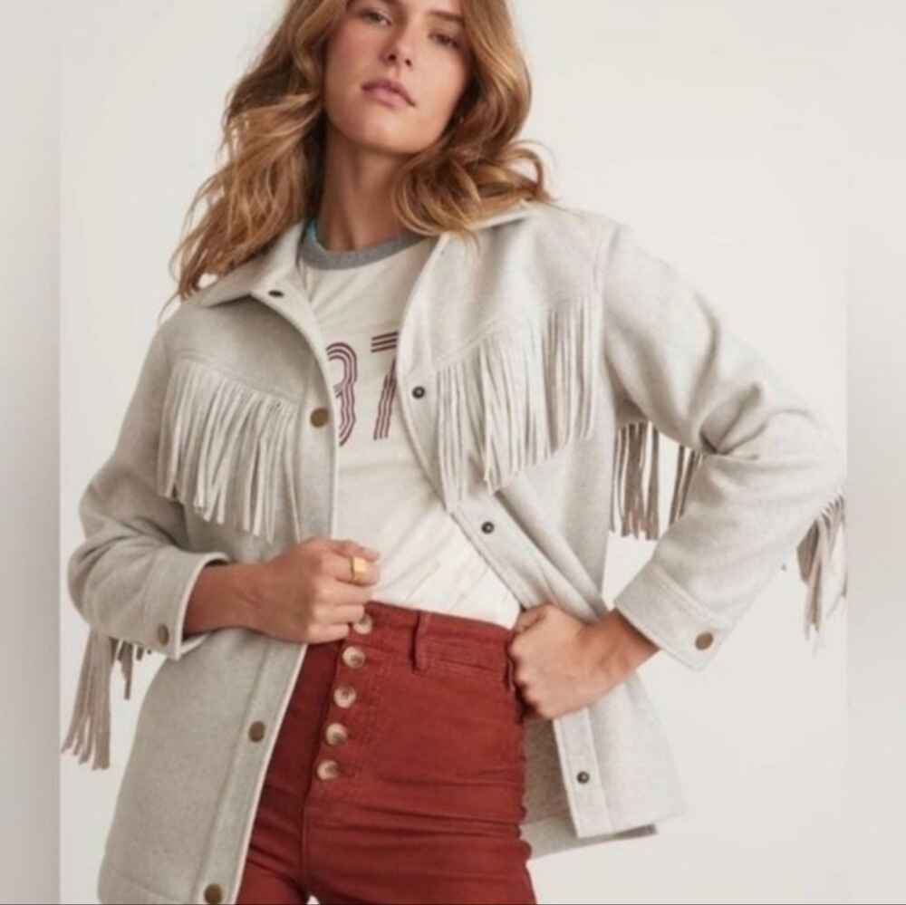 Marine Layer Fallon Fringe Shacket XS